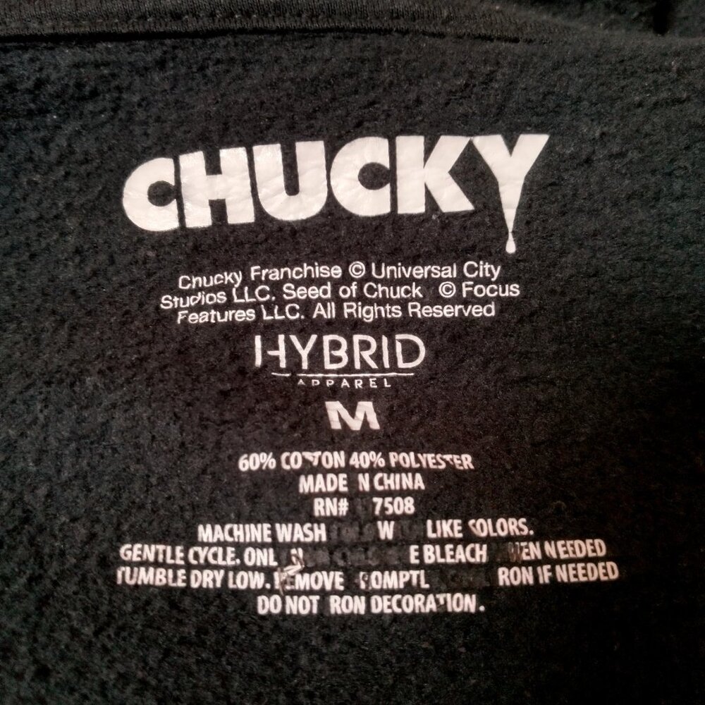Chucky Doll Hoodie Hooded Sweatshirt Men Medium Black Pullover Horror Movie - Picture 4 of 10